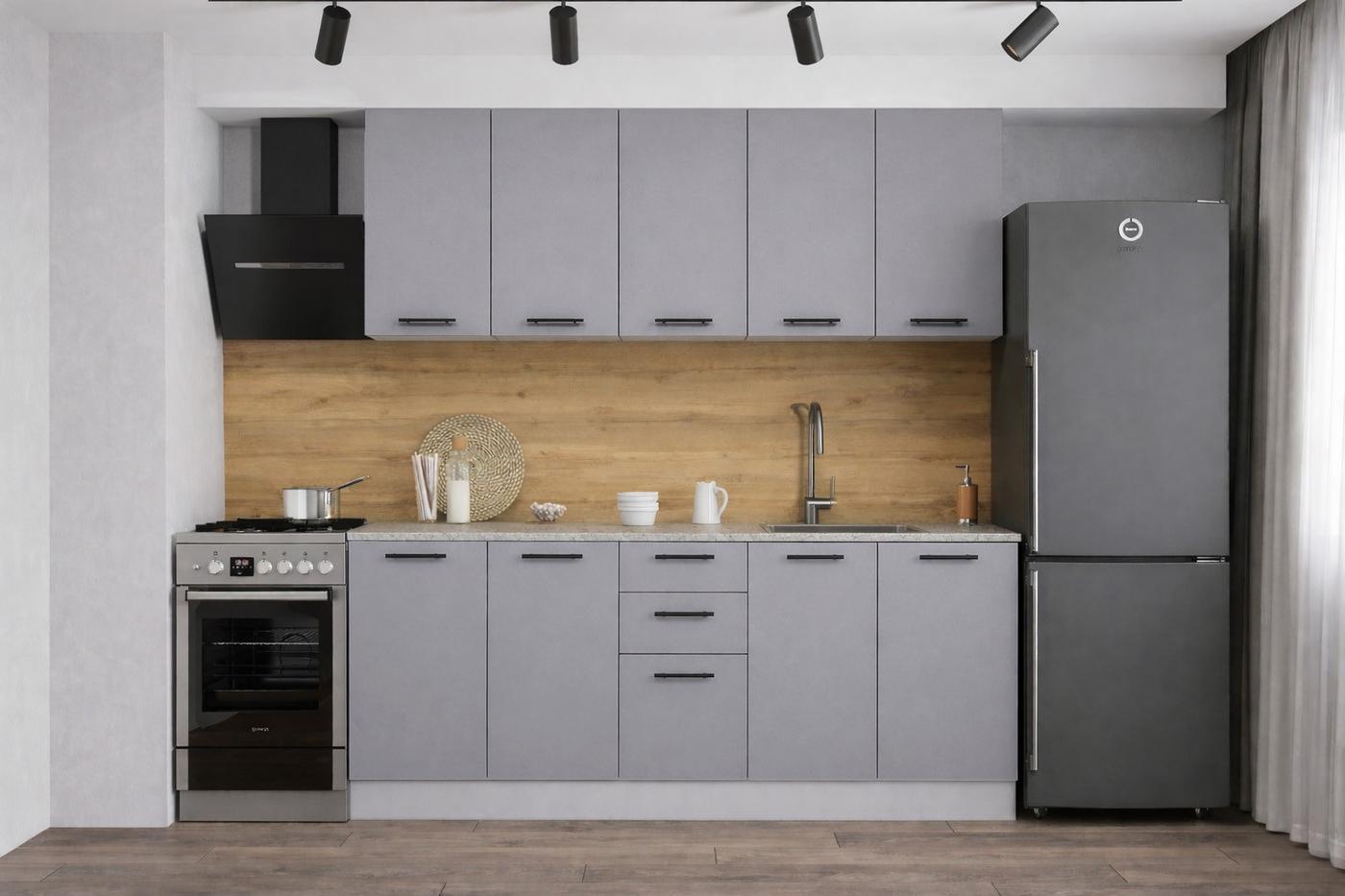 Set mobila bucatarie Alcantara 2 m Gri Deschis/Gri Deschis