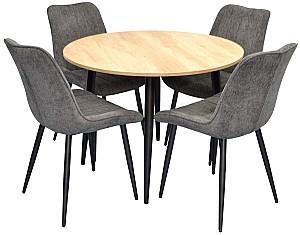 Set de masa si scaune Evelin DT 402-2 B + 4 scaune YTC-055 B / UF885-15 Dark Grey