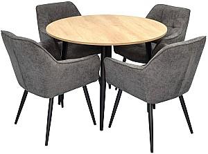 Set de masa si scaune Evelin DT 402-2 B + 4 scaune YTC-090 B / UF885-15 Dark Grey