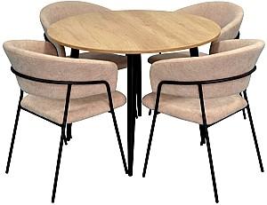 Set de masa si scaune Evelin DT 402-2 B + 4 scaune YTC-097 B / UF885-03 Light Beige