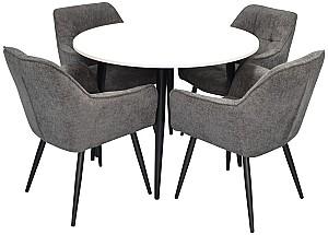 Set de masa si scaune Evelin DT 402-3 B + 4 scaune YTC-090 B / UF885-15 Dark Grey