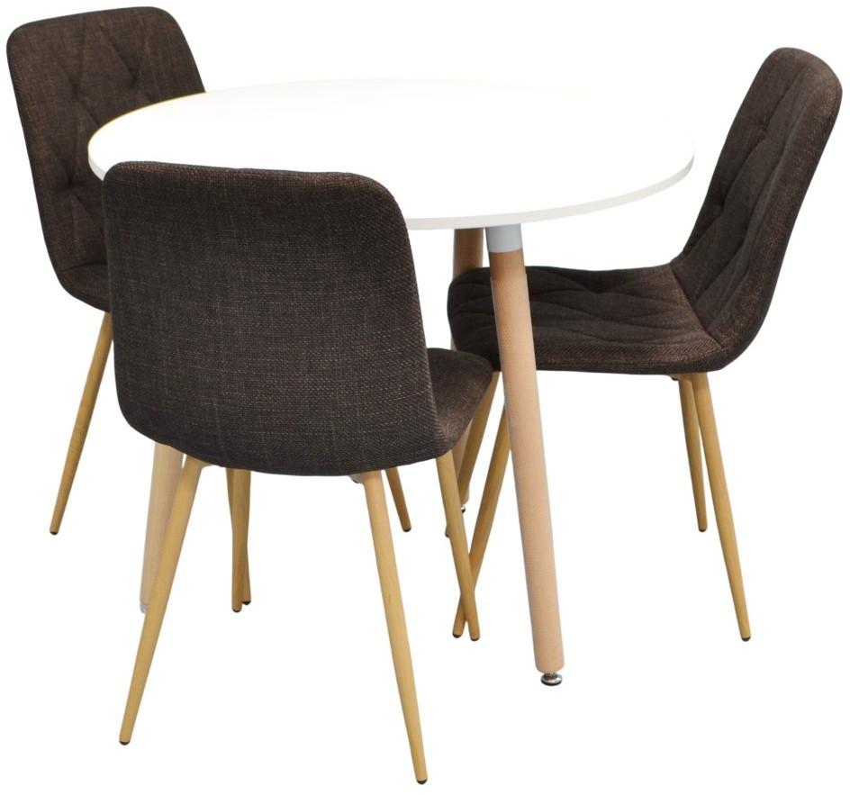 Set de masa si scaune Evelin DT 404-1 WO + 3 scaune YTC-080 Wo / BJORN-45 Dark Brown