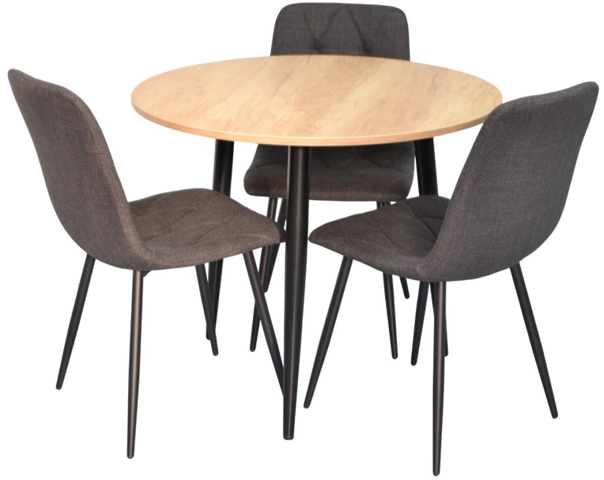 Set de masa si scaune Evelin DT 404-2 B + 3 scaune YTC-080 B / BJORN-16 Dark Grey