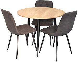 Set de masa si scaune Evelin DT 404-2 B + 3 scaune YTC-080 B / BJORN-16 Dark Grey