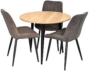 Set de masa si scaune Evelin DT 404-2 B + 3 scaune YTC-055 B / UF885-15 Dark Grey