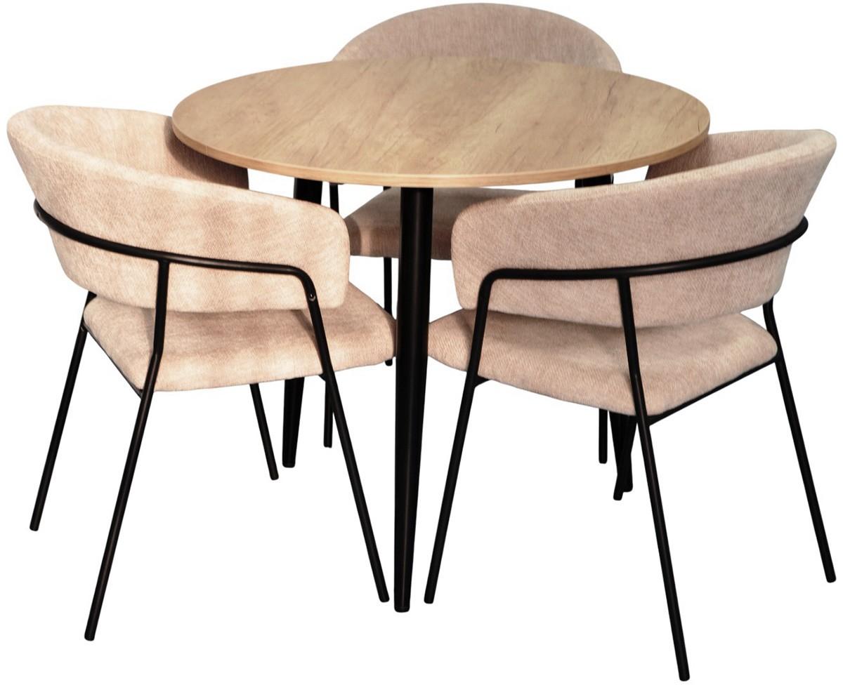 Set de masa si scaune Evelin DT 404-2 B + 3 scaune YTC-097 B / UF885-03 Light Beige