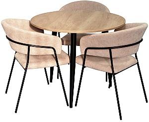 Set de masa si scaune Evelin DT 404-2 B + 3 scaune YTC-097 B / UF885-03 Light Beige