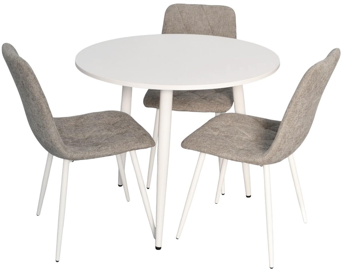 Set de masa si scaune Evelin DT 404-5 Wh + 3 scaune YTC-080 Wh / UF885-14 Grey