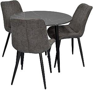 Set de masa si scaune Evelin DT 404-6 B + 3 scaune YTC-055 B / UF885-15 Dark Grey