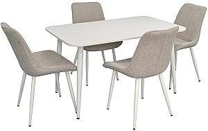 Set de masa si scaune Evelin DT 405-4 Wh + 4 scaune YTC-055 Wh / UF885-13 Light Grey