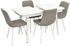 Set de masa si scaune Evelin DT 431-1R Wh + 4 scaune YTC-080 Wh / UF885-14 Grey