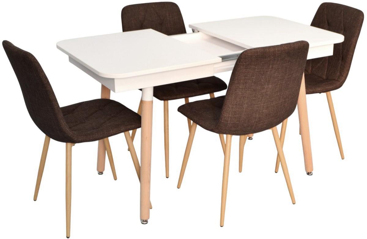 Set de masa si scaune Evelin DT 431-1R Wo + 4 scaune YTC-080 Wo / BJORN-45 Dark Brown