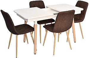 Set de masa si scaune Evelin DT 431-1R Wo + 4 scaune YTC-080 Wo / BJORN-45 Dark Brown