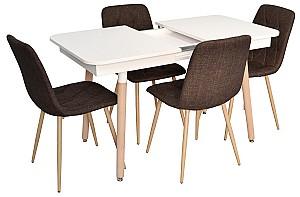 Set de masa si scaune Evelin DT 432-1R Wo + 4 scaune YTC-080 Wo / BJORN-45 Dark Brown