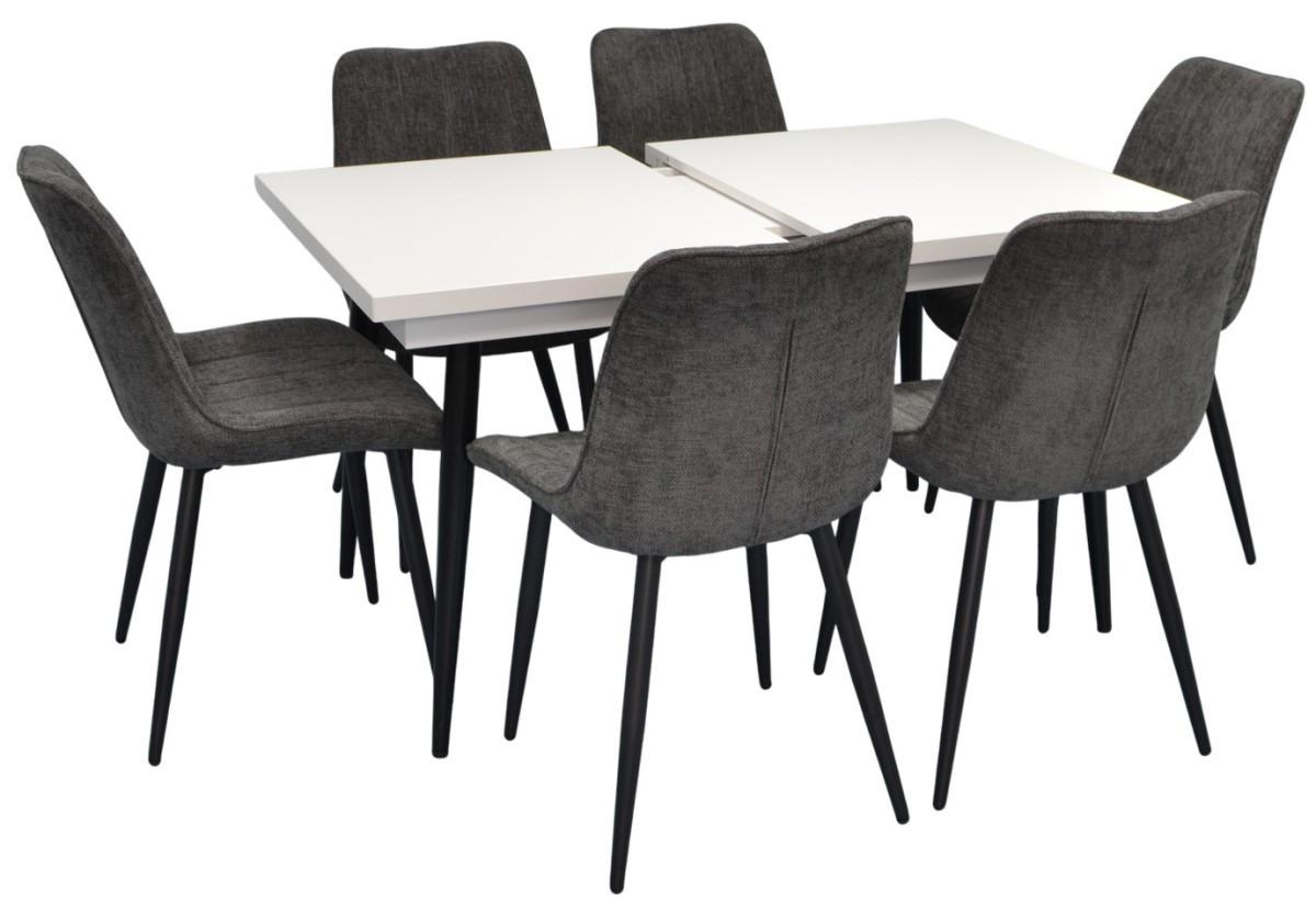 Set de masa si scaune Evelin DT 433-3 B + 6 scaune YTC-055 B / UF885-15 Dark Grey