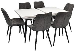 Set de masa si scaune Evelin DT 433-3 B + 6 scaune YTC-055 B / UF885-15 Dark Grey