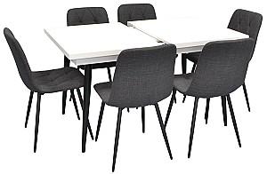 Set de masa si scaune Evelin DT 433-3 B + 6 scaune YTC-080 B / BJORN-16 Dark Grey