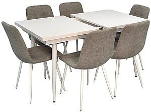 Set de masa si scaune Evelin DT 433-3 Wh + 6 scaune YTC-080 Wh / UF885-14 Grey