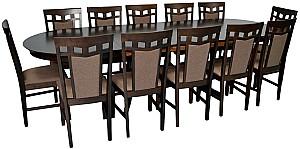 Set de masa si scaune Evelin HV-33V Chocolate + 12 scaune Deepa R Chocolate / Ekea12 Dark Brown