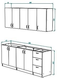 Set mobila bucatarie ML Mobila Rio 2 m (cu tablieră) Antracit / Alb