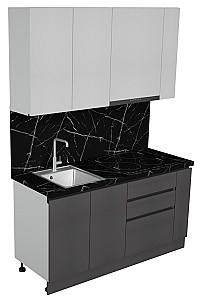 Set mobila bucatarie ArtFlame Gola 1.6 m White(Alb)/Storm Grey(Gri)