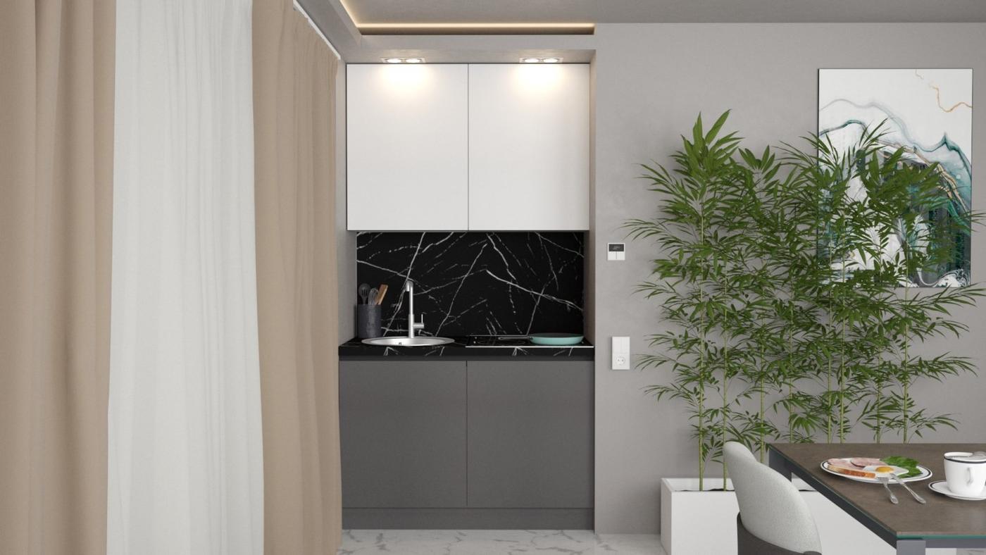 Set mobila bucatarie ArtFlame Gola 1.2 m White(Alb)/Storm Grey(Gri)