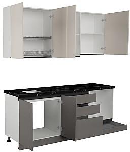 Set mobila bucatarie ArtFlame Gola 2 m Cream(Bej)/Stone Grey(Gri)