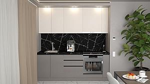 Set mobila bucatarie ArtFlame Gola 2.2 m Cream(Bej)/Stone Grey(Gri)