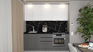 Set mobila bucatarie ArtFlame Gola 2.2 m White(Alb)/Storm Grey(Gri)