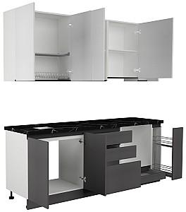 Set mobila bucatarie ArtFlame Gola 2.2 m White(Alb)/Storm Grey(Gri)