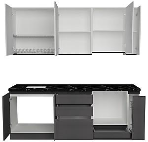 Set mobila bucatarie ArtFlame Gola 2.2 m White(Alb)/Storm Grey(Gri)