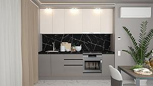 Set mobila bucatarie ArtFlame Gola 2.4 m Cream(Bej)/Stone Grey(Gri)