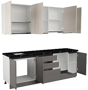 Set mobila bucatarie ArtFlame Gola 2.4 m Cream(Bej)/Stone Grey(Gri)