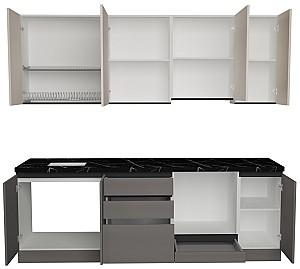 Set mobila bucatarie ArtFlame Gola 2.4 m Cream(Bej)/Stone Grey(Gri)