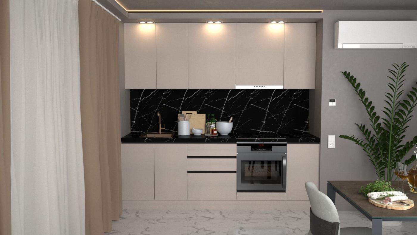 Set mobila bucatarie ArtFlame Gola 2.4 m New Grey(Bej)