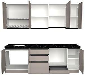 Set mobila bucatarie ArtFlame Gola 2.4 m New Grey(Bej)