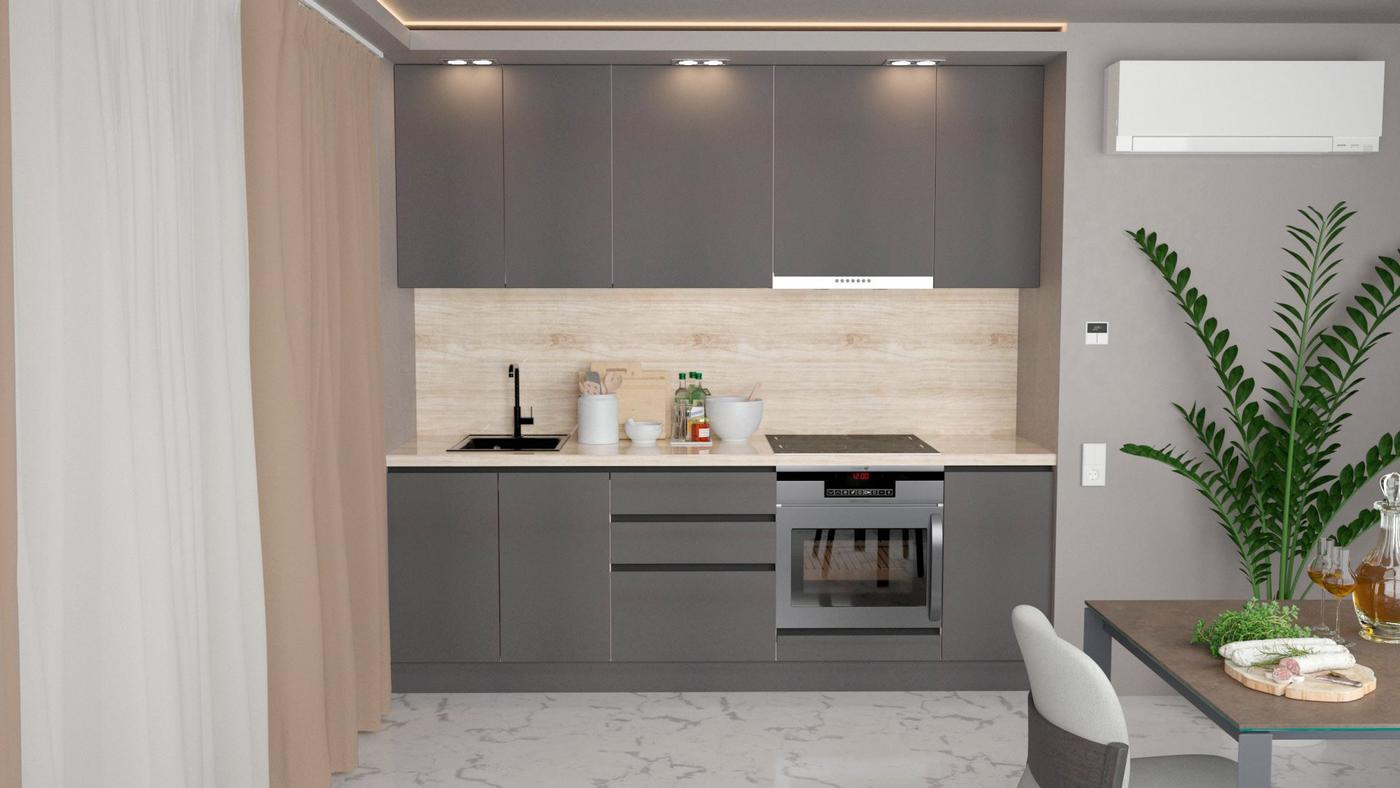 Set mobila bucatarie ArtFlame Gola 2.4 m Storm Grey(Gri)