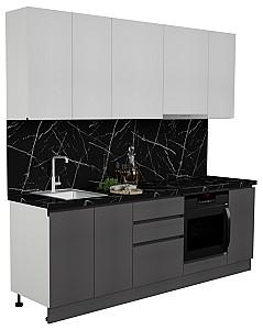 Set mobila bucatarie ArtFlame Gola 2.4 m White(Alb)/Storm Grey(Gri)