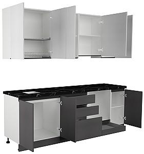 Set mobila bucatarie ArtFlame Gola 2.4 m White(Alb)/Storm Grey(Gri)