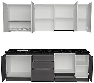 Set mobila bucatarie ArtFlame Gola 2.4 m White(Alb)/Storm Grey(Gri)