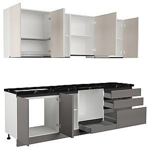 Set mobila bucatarie ArtFlame Gola 2.6 m Cream(Bej)/Stone Grey(Gri)