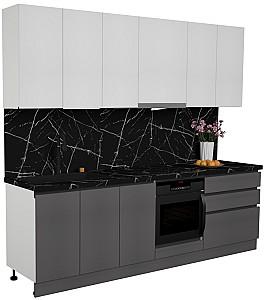 Set mobila bucatarie ArtFlame Gola 2.6 m White(Alb)/Storm Grey(Gri)