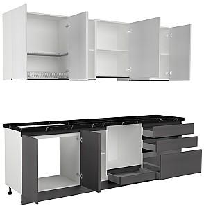 Set mobila bucatarie ArtFlame Gola 2.6 m White(Alb)/Storm Grey(Gri)