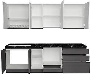 Set mobila bucatarie ArtFlame Gola 2.6 m White(Alb)/Storm Grey(Gri)