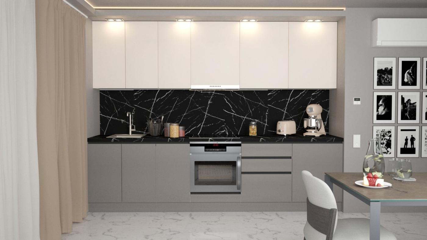 Set mobila bucatarie ArtFlame Gola 3 m Cream(Bej)/Stone Grey(Gri)