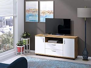 Tumba pentru televizor Pehotin Borneo Stejar Sonoma/Alb