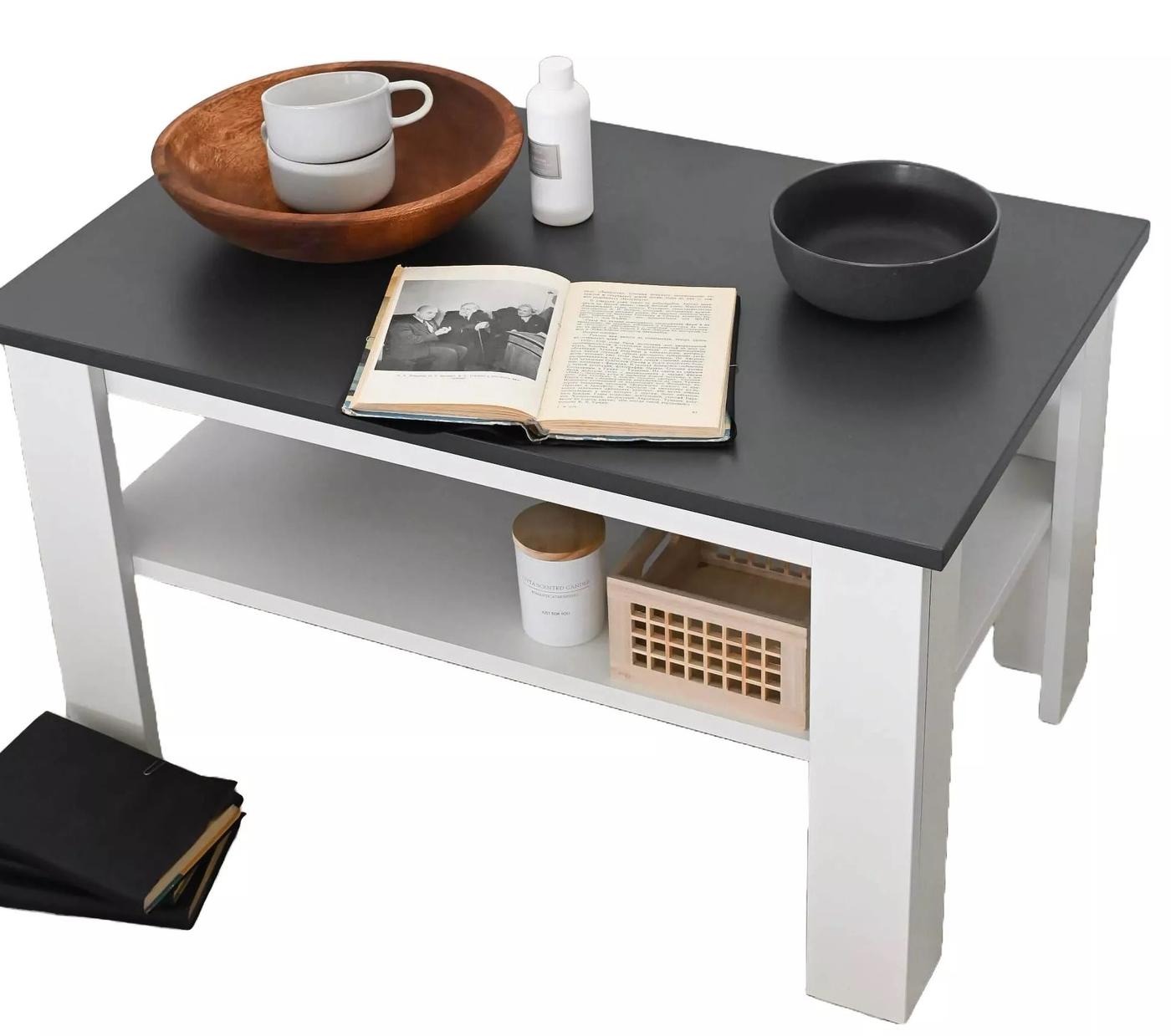 Masuta de cafea, reviste Fabrik Home Blanca Antracit(Gri)/Frasin Alb