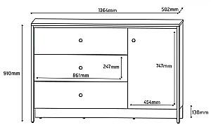 Comoda Fabrik Home Clay 3S1D Cașmir