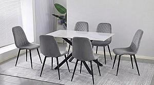 Set de masa si scaune Yasen DT-2423 120x80 Mocha White + 6 scaune DC 5010 (HLR 22) Gri