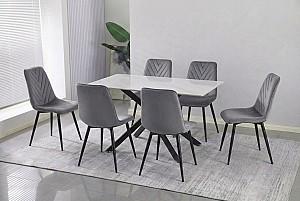 Set de masa si scaune Yasen DT-2423 120x80 Mocha White + 6 scaune DC 5012 S (HLR 22) Gri